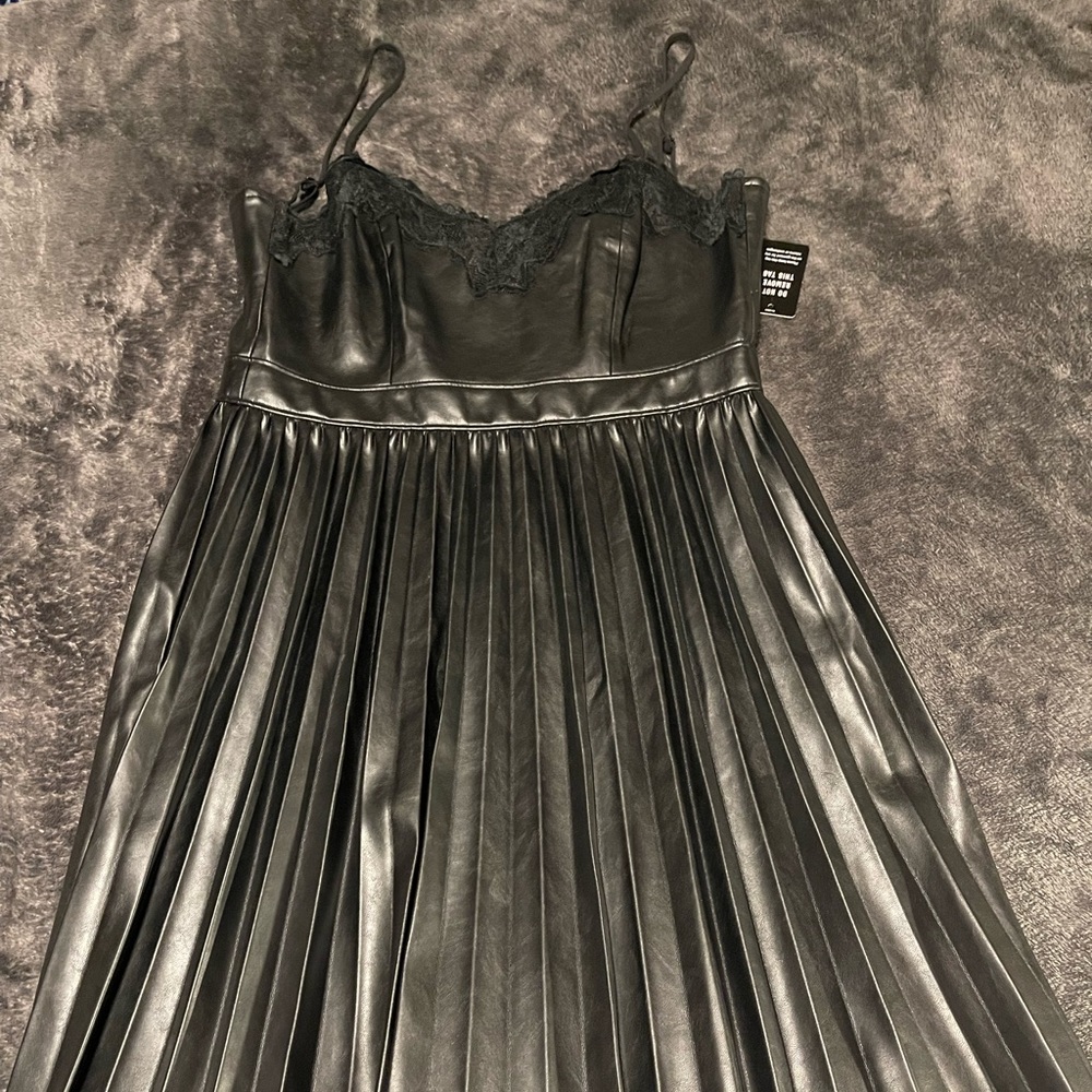 Express black faux leather dress new with tags size small